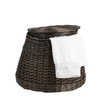 POUFFE WICKER CHEST TRUNK BENCH SEAT WITH STORAGE dark painted decorative handmade Ø30/40 H33 CM