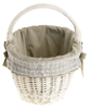 WHITEWASHED DECORATIVE WICKER SHOPPING BASKET HANDMADE ECO BAG LINED 42X29 H19/34 CM