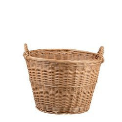 Round wicker storage basket display container with handles handmade Ø60 H40 cm