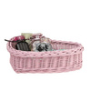 DECOR WICKER TRAY PINK PAINTED WITH CUSHION DECORATIVE HANDMADE 38X28 H12 CM