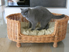 WICKER LUXURY COMFY PET BED SOFT CAT BED WICKER PET BED OVAL PET BASKET COZY CAT BED DOG BED WITH CUSHION 79x51 H12/31 cm