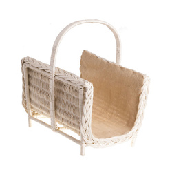 WHITEWASHED EXCLUSIVE FIREPLACE BASKET HANDMADE 46X32 H36 CM