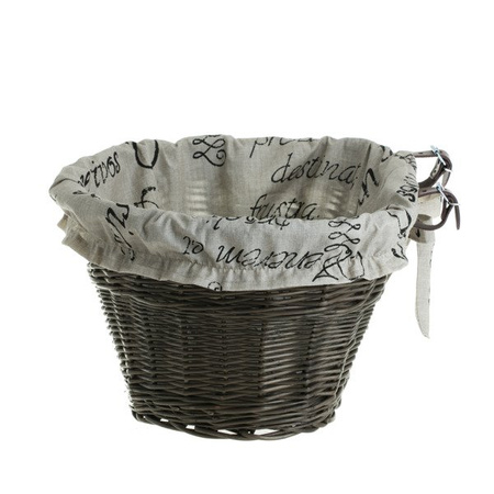 WICKER BIKE BASKET LINED WITH NATURAL LEATHER STRAPS 42X37 H24 CM