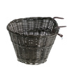 Wicker dark painted Bike Basket bike accessories handmade with lether strips 42x37 H24 cm