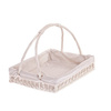 WHITEWASHED WICKER TRAY WITH HANDLE LINED DECORATIVE HANDMADE 60X50 H12 CM