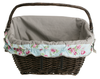WICKER DARK PAINTED BIKE BASKET LINED HANDMADE 46X34 H23/28 CM