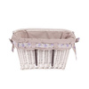 WHITEWASHED WICKER BIKE BASKET HANDMADE VINTAGE RETRO LINED 46X34 H23/28 CM