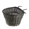 Wicker dark painted Bike Basket bike accessories handmade with lether strips 42x37 H24 cm