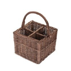 WICKER FOUR BOTTLE BASKET BOTTLE HANDBAG HANDMADE 28X28 H23 CM