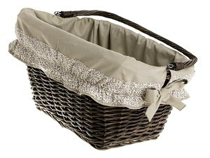 WICKER BIKE BASKET WITH A HEM handmade lined 46x34 H23/28 cm