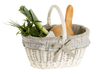 WHITEWASHED DECORATIVE WICKER SHOPPING BASKET HANDMADE ECO BAG LINED 42X29 H19/34 CM