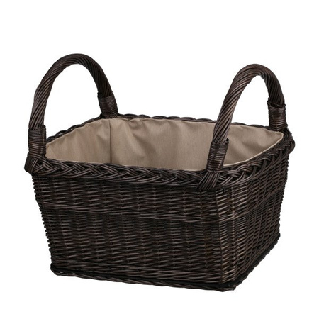 RECTANGULAR LARGE BASKET FOR TOYS ROOMY WICKER BASKET FOR WOOD LINED 62X46 H31/52 CM