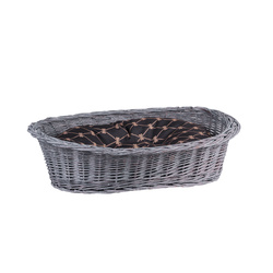 Poppy WICKER OVAL DOG BED WITH PILLOW PET BED GREY 90x70 H27 cm