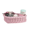 DECOR WICKER TRAY PINK PAINTED WITH CUSHION DECORATIVE HANDMADE 38X28 H12 CM