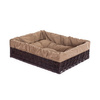 Corbeille pour chien ou chat rectangulaire en osier brun 60X50 H18 CM