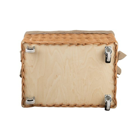 WICKER Rectangular BASKET for Firewood on WHEELS JUTE LINED handmade decorative 63x43 H46/52 cm