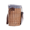 WICKER BASKET USED TO COLLECT FRUITS WITH LEATHER STRIPS HANDMADE LINED 40X23 H40 CM