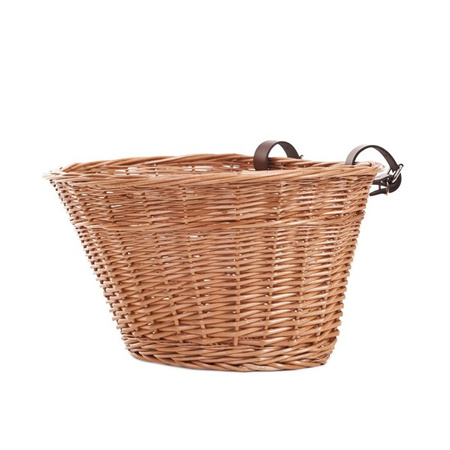 Wicker Bike Basket with two Leather Straps handmade 42x36 H24 cm