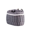 Panier  de vélos en osier gris avec tissu et deux bandes solides de cuir 35X17 H19 CM