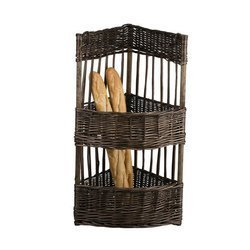 DARK PAINTED WICKER BAGUETTE BASKET TRIANGLE HANDMADE DECORATIVE 40X40 H69 CM
