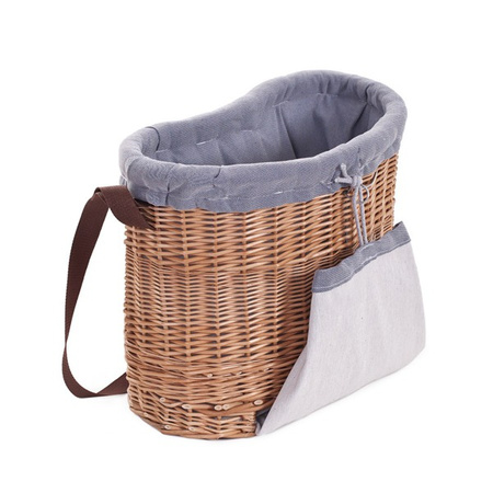 WICKER BASKET USED TO COLLECT FRUITS WITH LEATHER STRIPS HANDMADE LINED 40X23 H40 CM