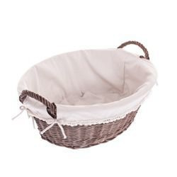 Wicker Laundry Bin Storage Basket with Cotton Lining decorative handmade 60x44 H23 cm